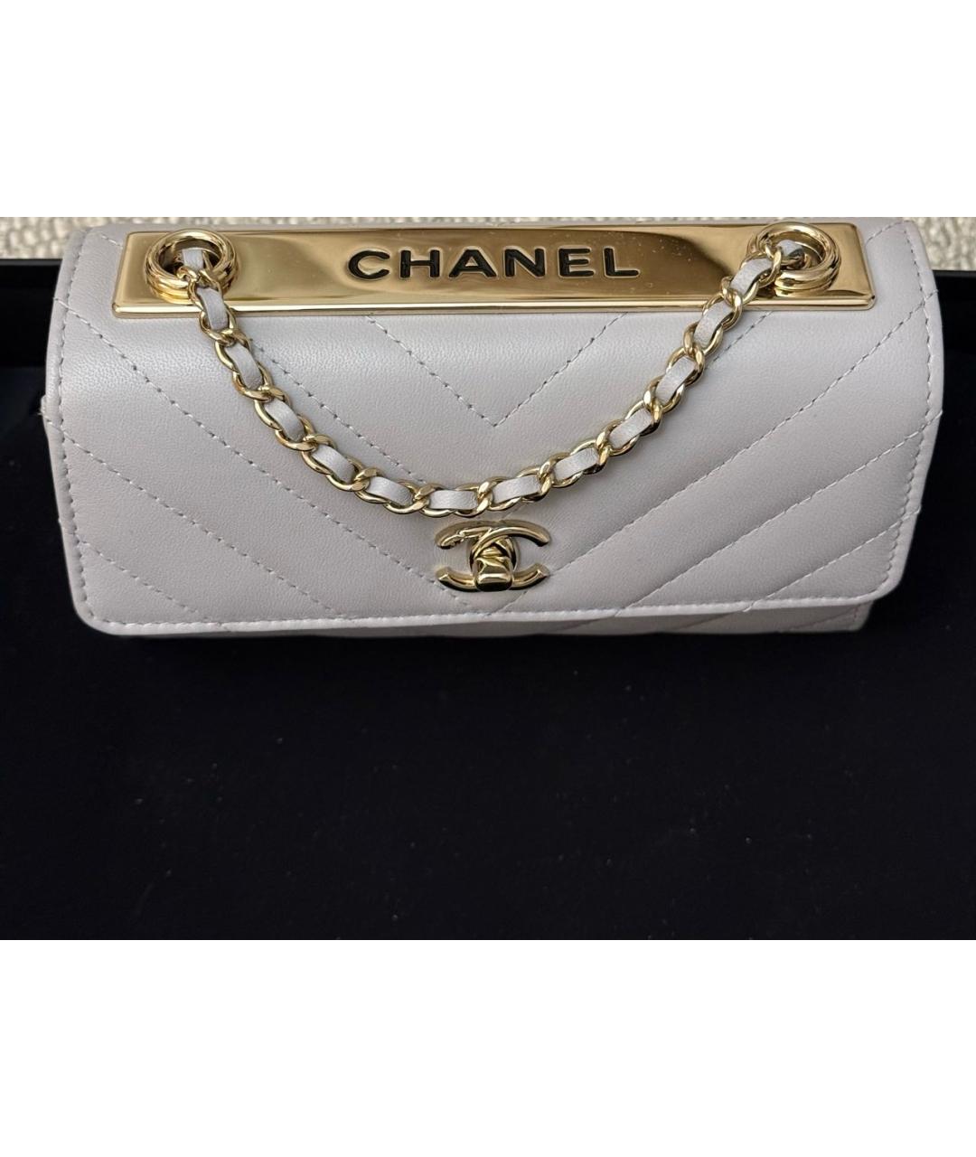 CHANEL Серая кожаная сумка с короткими ручками, фото 7