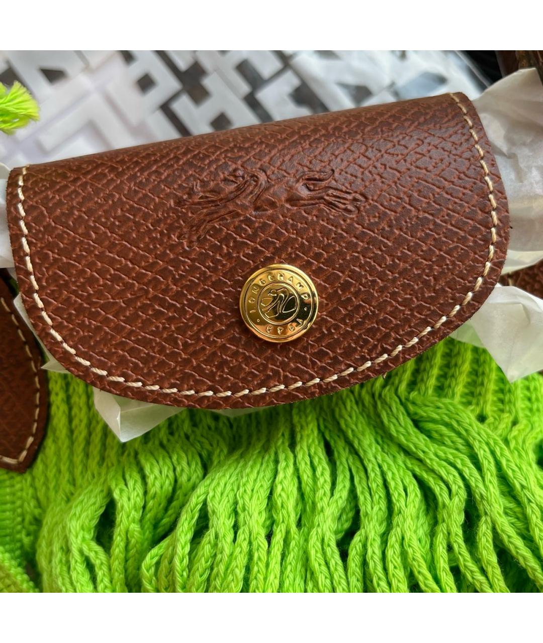 LONGCHAMP Зеленая хлопковая сумка тоут, фото 4