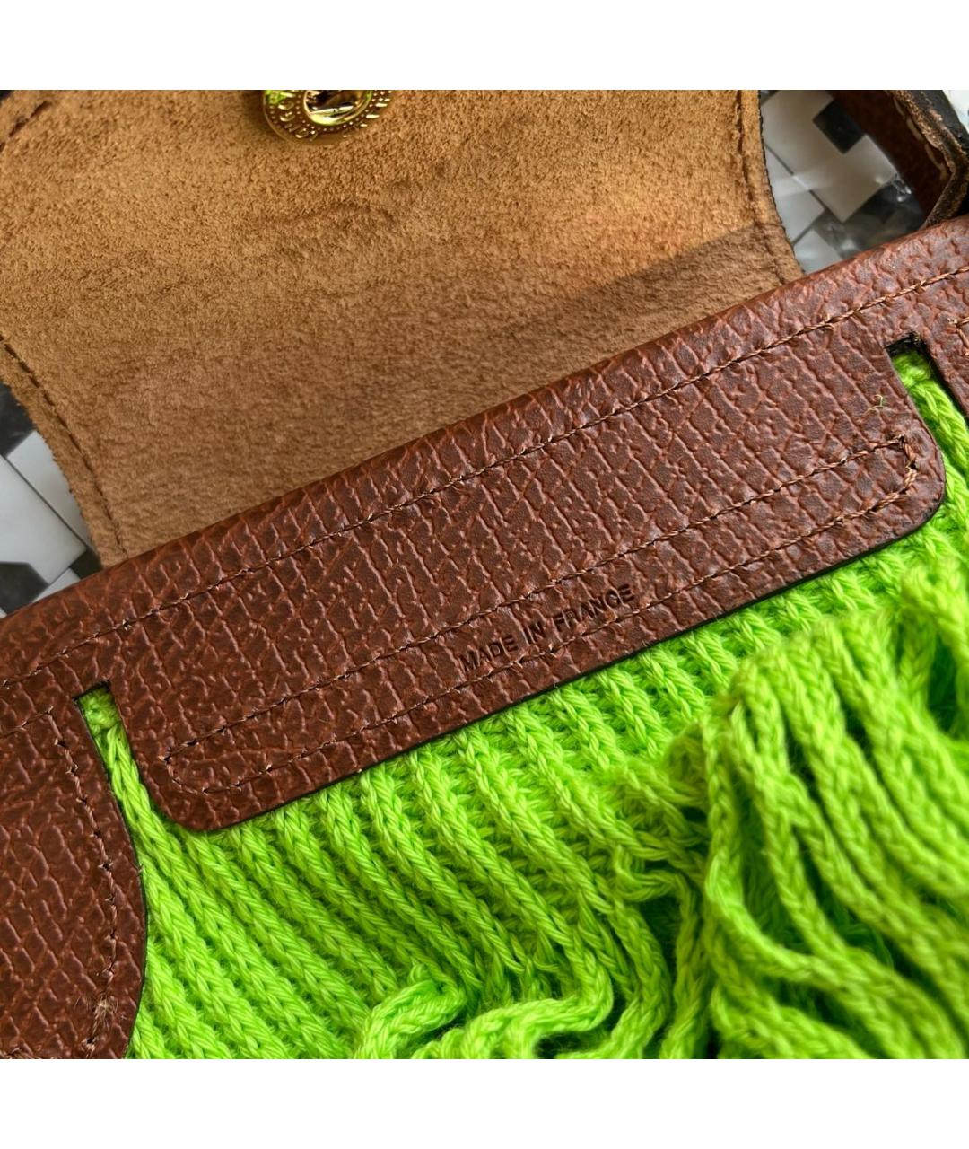 LONGCHAMP Зеленая хлопковая сумка тоут, фото 5