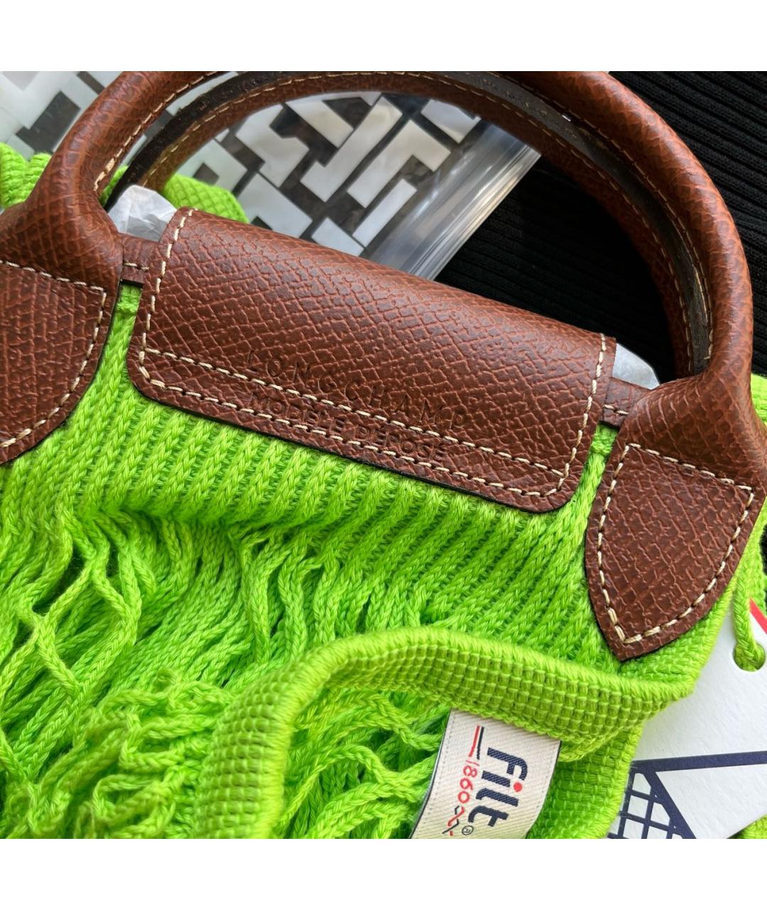 LONGCHAMP Зеленая хлопковая сумка тоут, фото 7