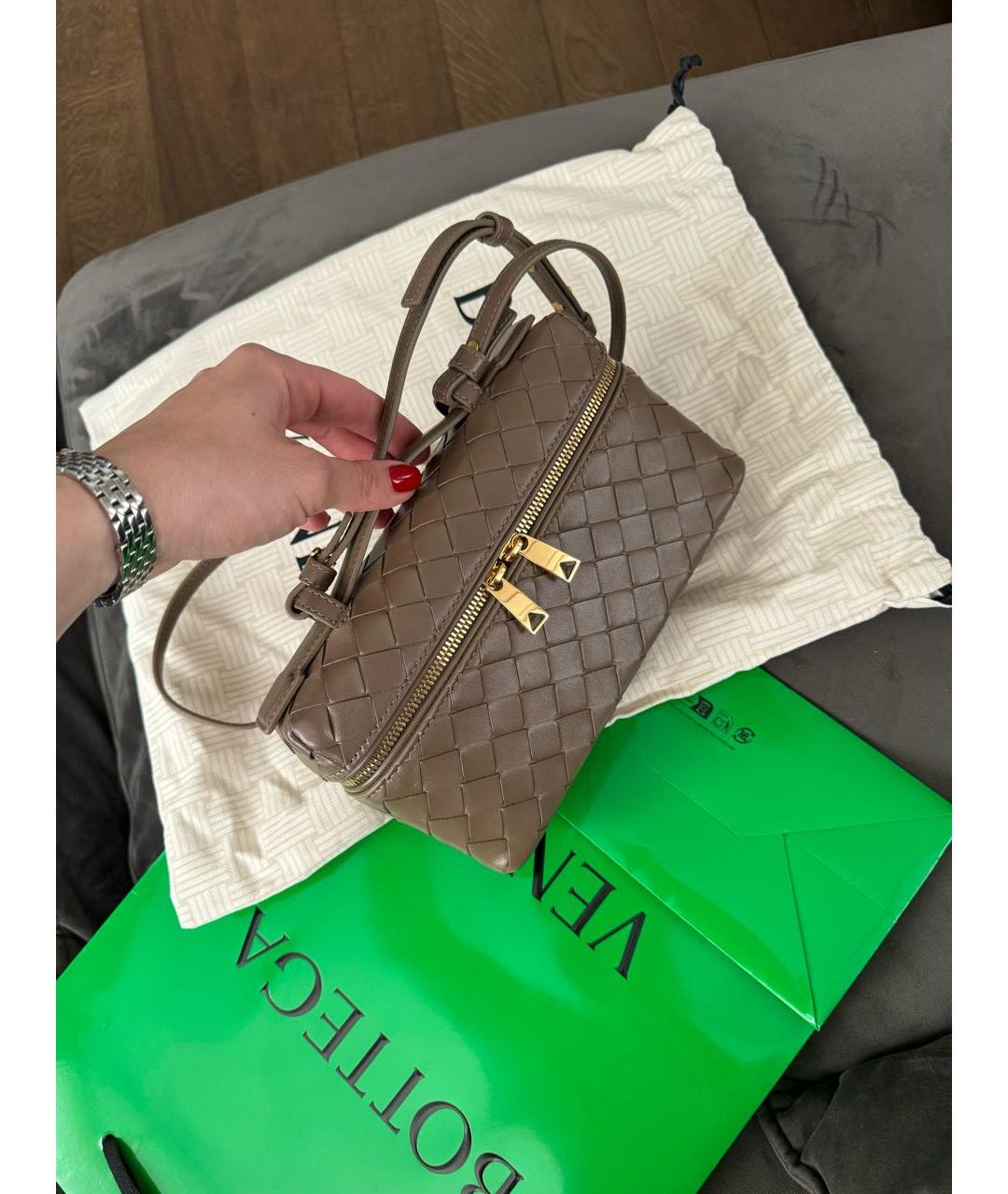 BOTTEGA VENETA Бежевая кожаная сумка через плечо, фото 4
