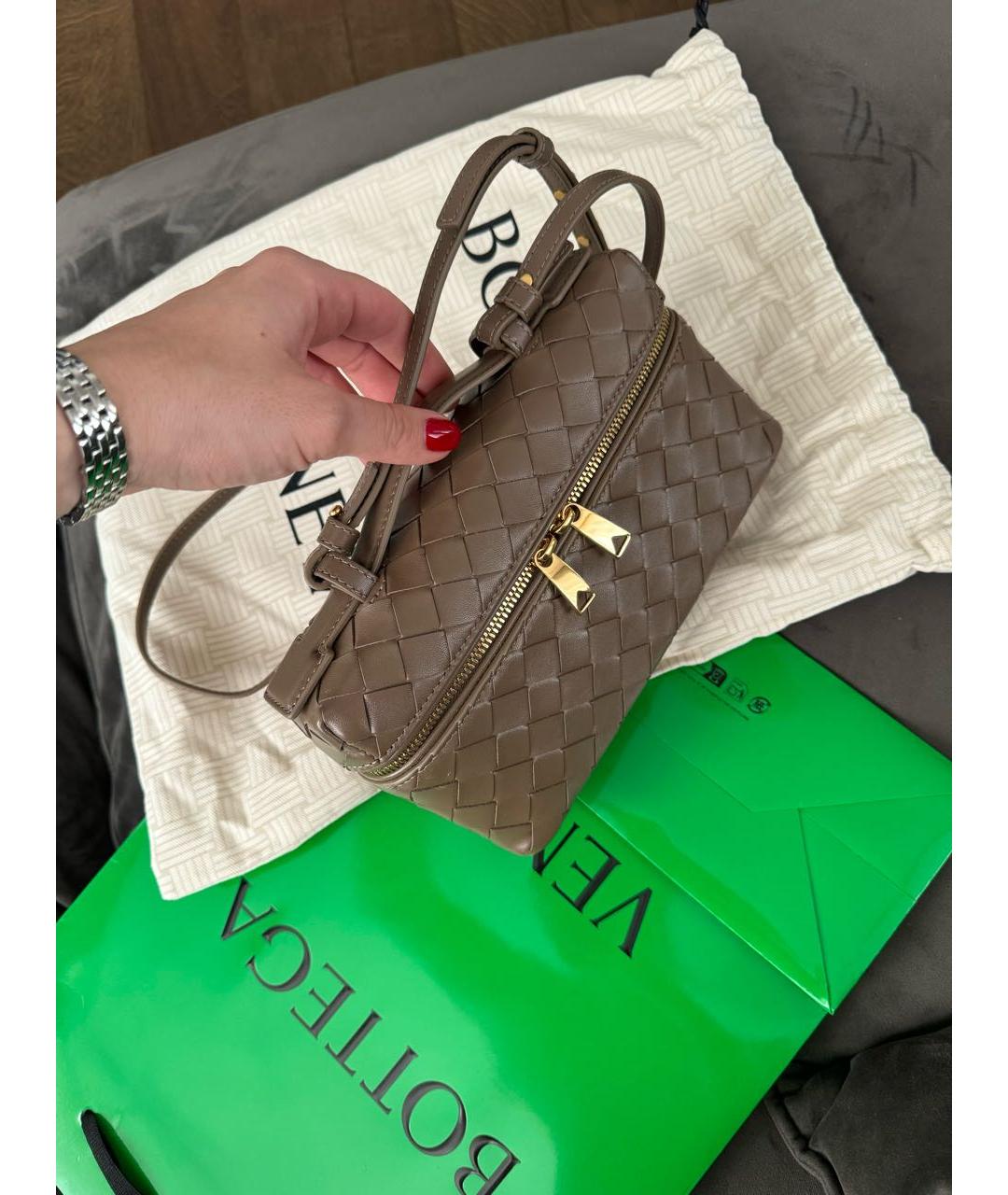 BOTTEGA VENETA Бежевая кожаная сумка через плечо, фото 2