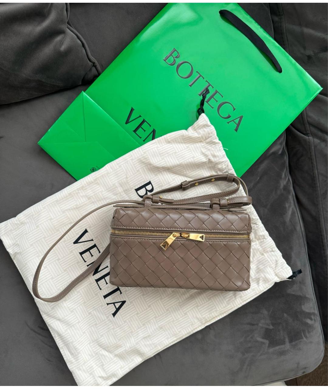 BOTTEGA VENETA Бежевая кожаная сумка через плечо, фото 5