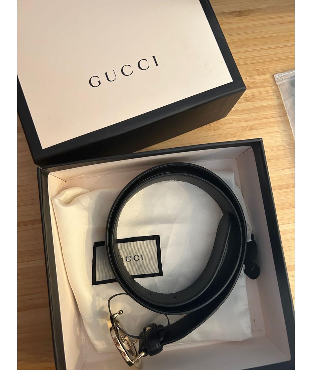 GUCCI Черный кожаный ремень, фото 2