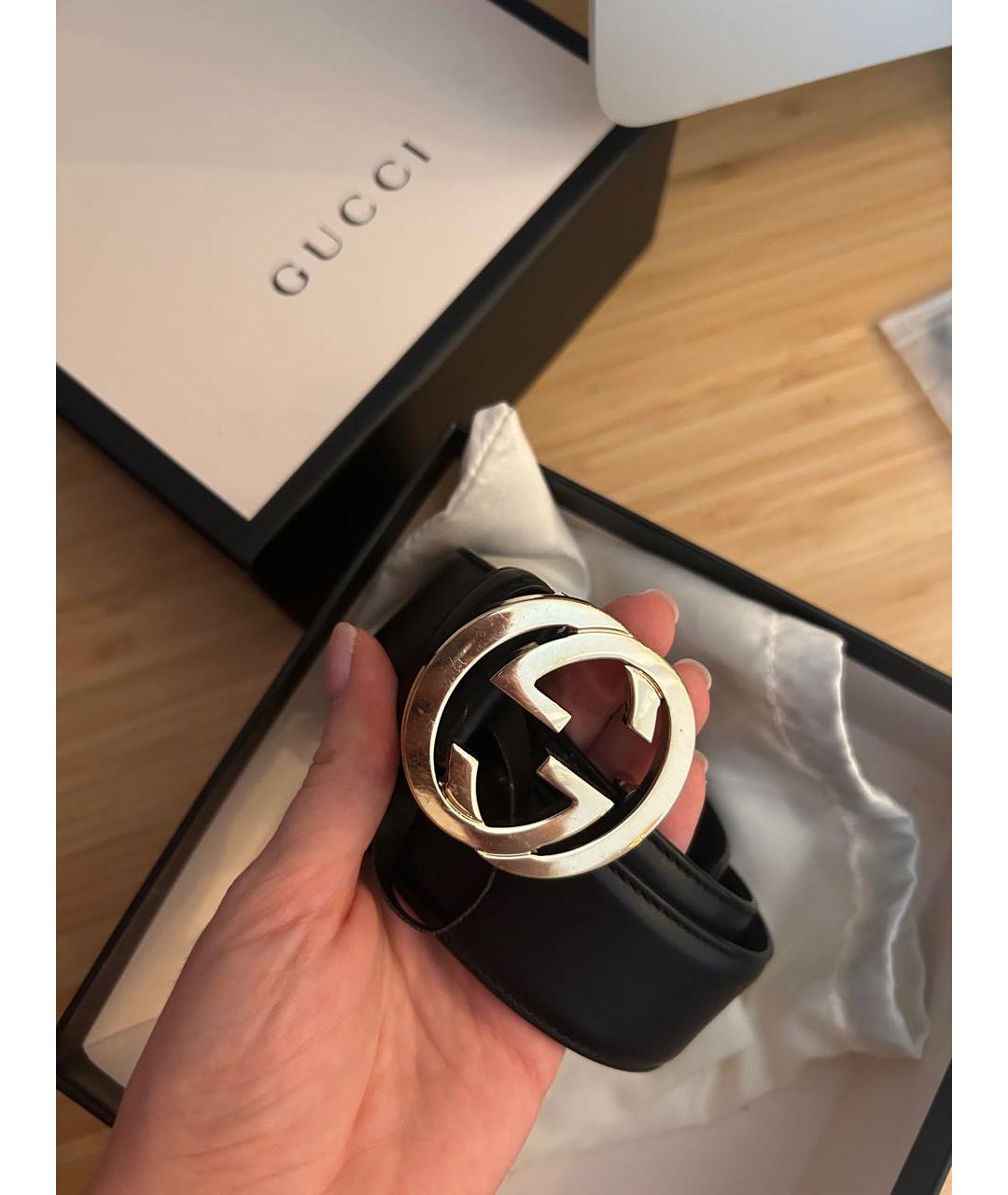 GUCCI Черный кожаный ремень, фото 5