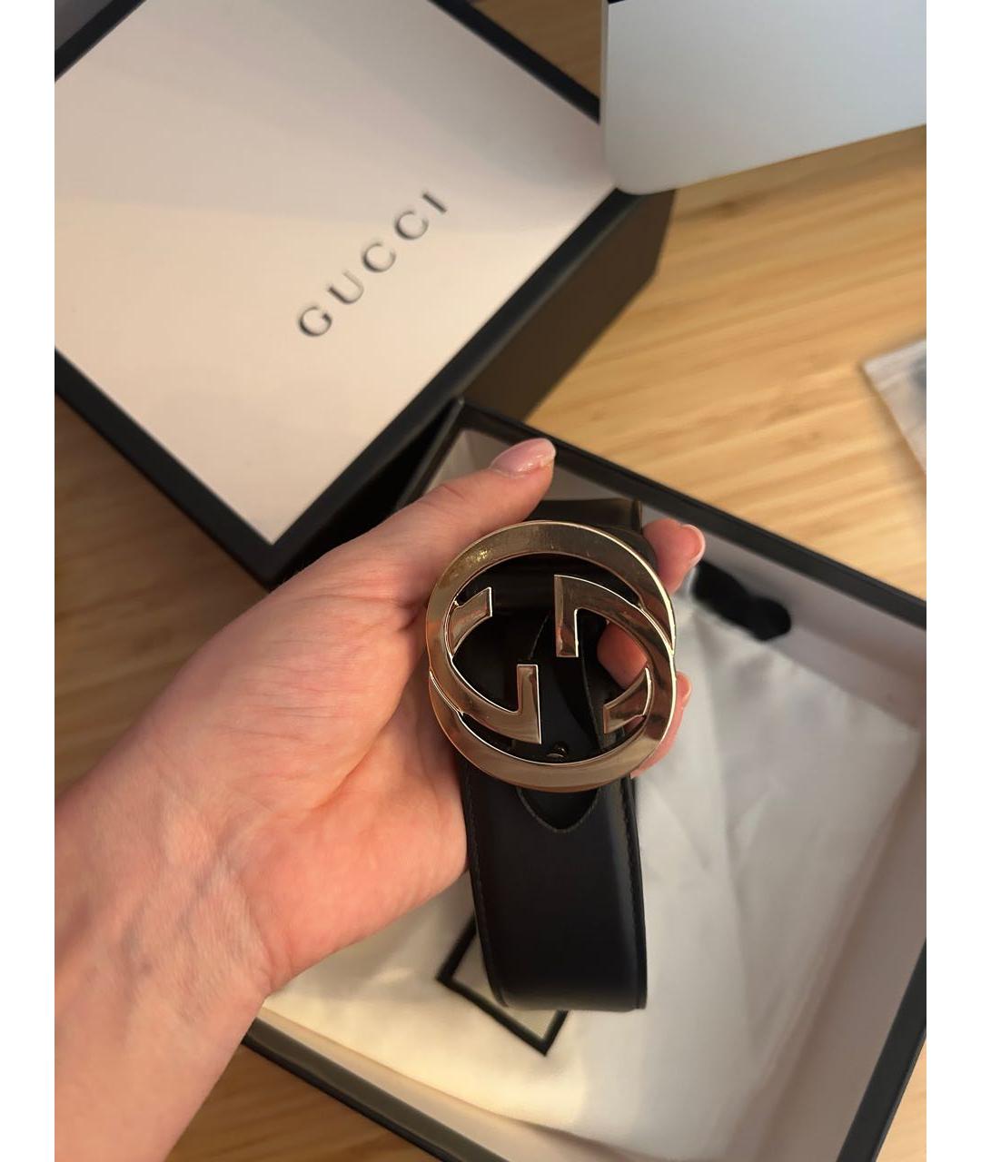 GUCCI Черный кожаный ремень, фото 3