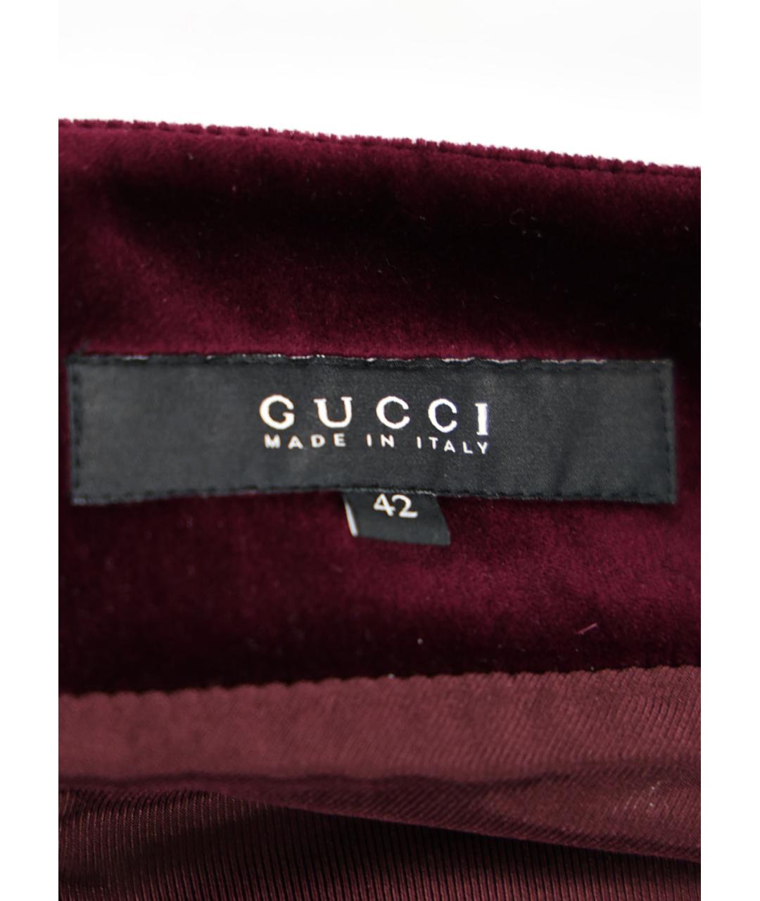 GUCCI Бордовая хлопковая юбка мини, фото 3