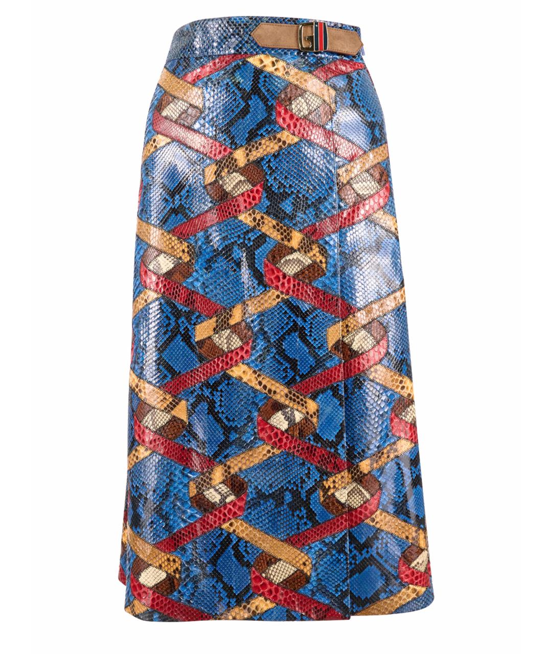 GUCCI Мульти кожаная юбка миди, фото 1