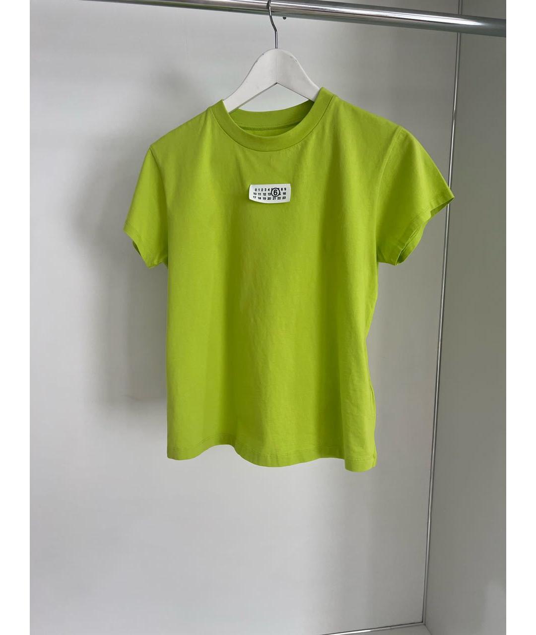 MAISON MARGIELA Салатовая хлопковая футболка, фото 9