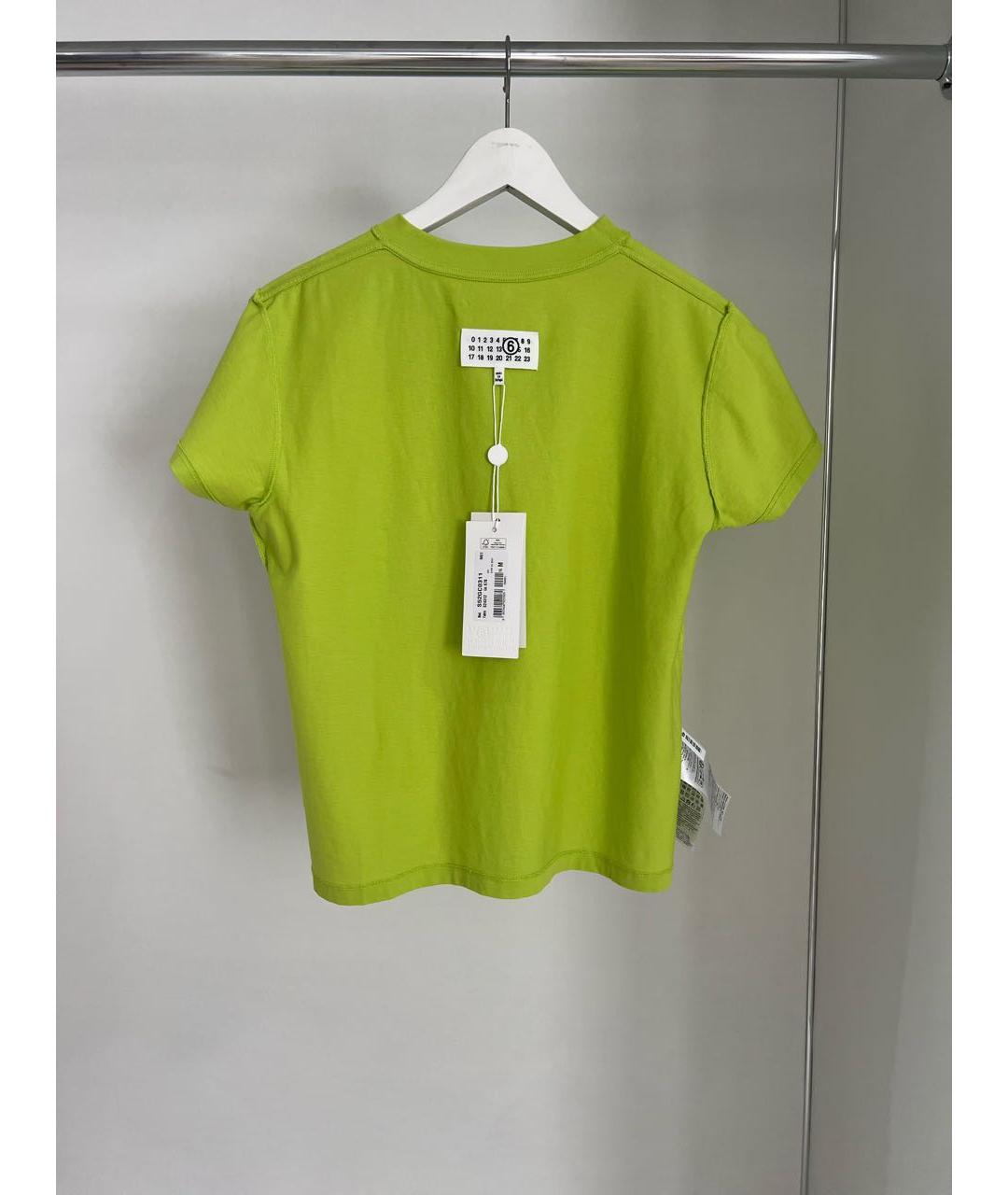 MAISON MARGIELA Салатовая хлопковая футболка, фото 3