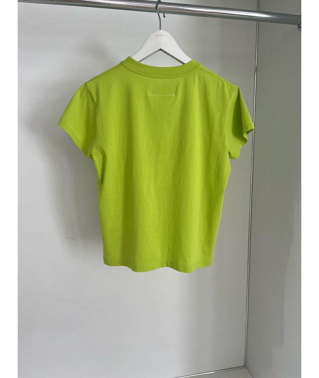 MAISON MARGIELA Салатовая хлопковая футболка, фото 2