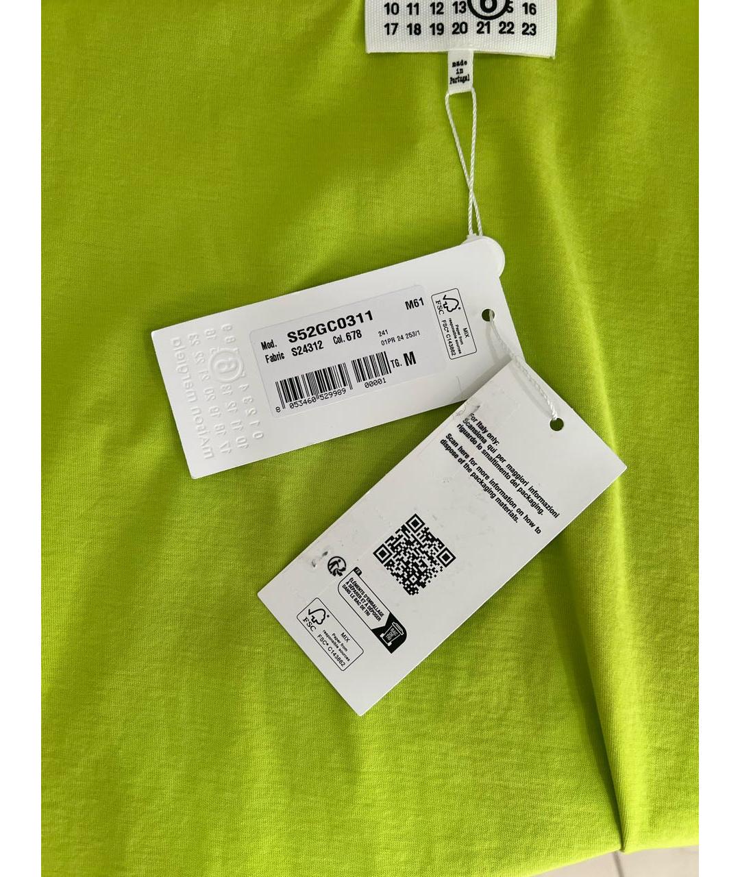 MAISON MARGIELA Салатовая хлопковая футболка, фото 6