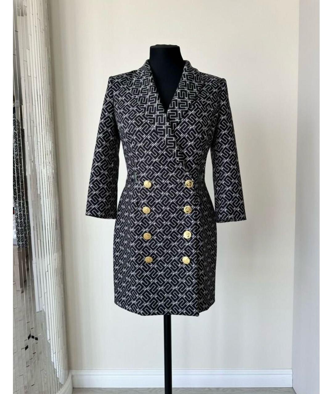 ELISABETTA FRANCHI Черное полиэстеровое коктейльное платье, фото 6