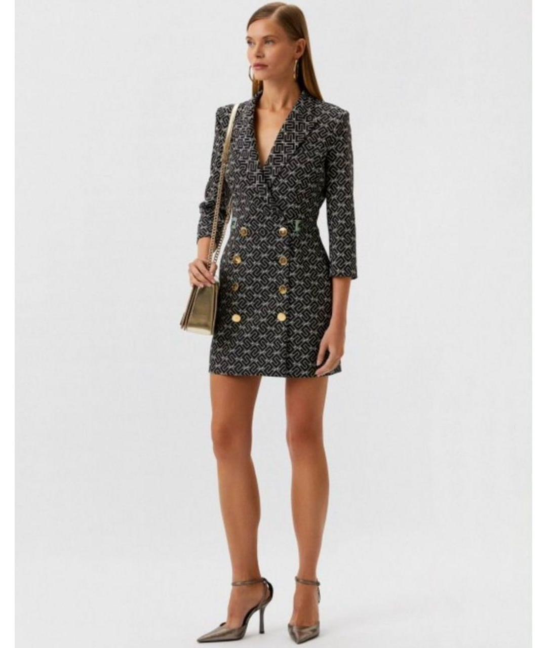 ELISABETTA FRANCHI Черное полиэстеровое коктейльное платье, фото 4