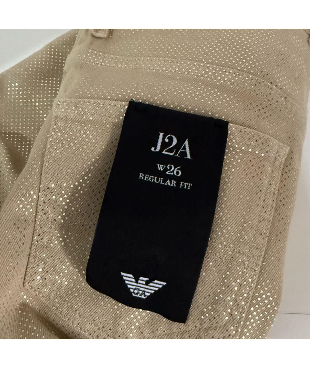EMPORIO ARMANI Золотые хлопко-эластановые прямые джинсы, фото 6