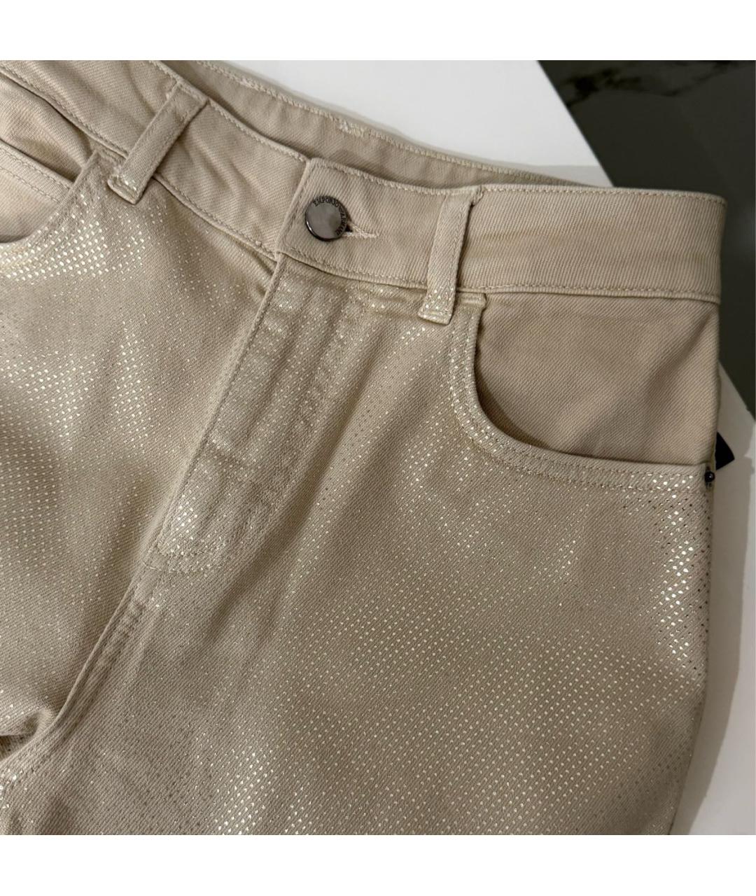 EMPORIO ARMANI Золотые хлопко-эластановые прямые джинсы, фото 7
