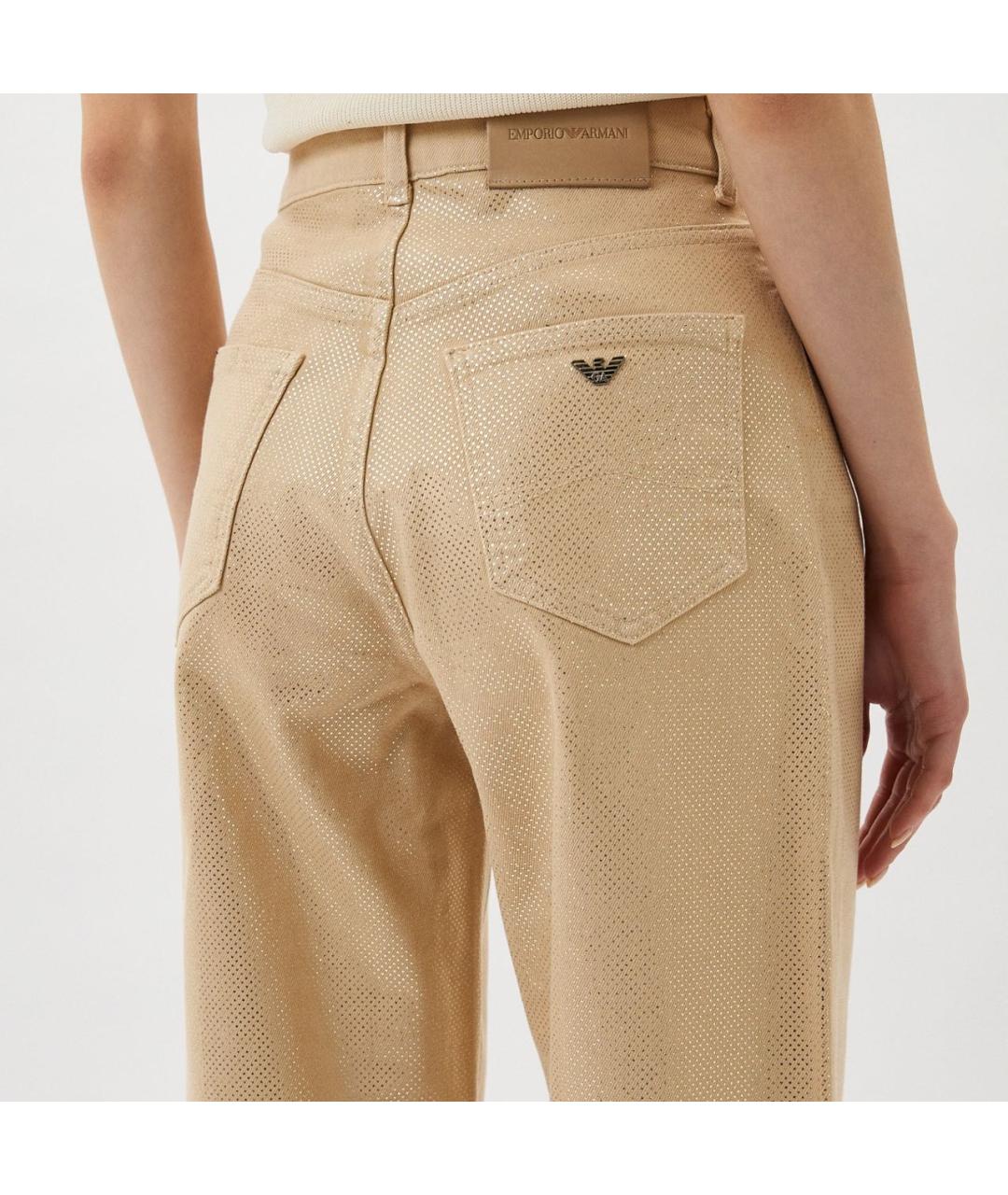 EMPORIO ARMANI Золотые хлопко-эластановые прямые джинсы, фото 2