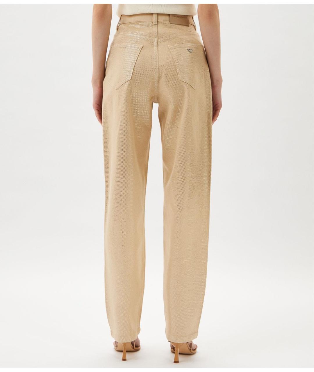 EMPORIO ARMANI Золотые хлопко-эластановые прямые джинсы, фото 3