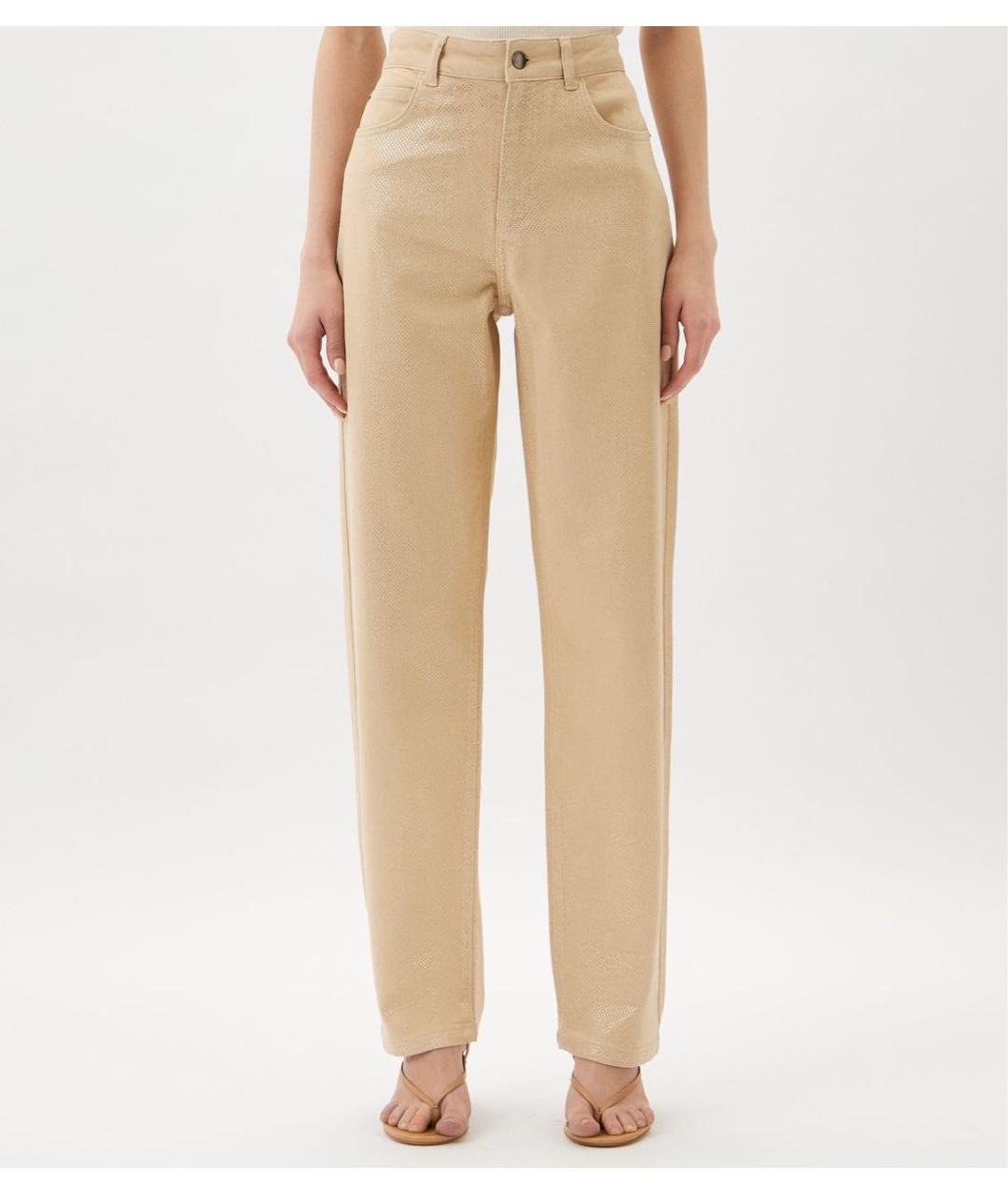 EMPORIO ARMANI Золотые хлопко-эластановые прямые джинсы, фото 9