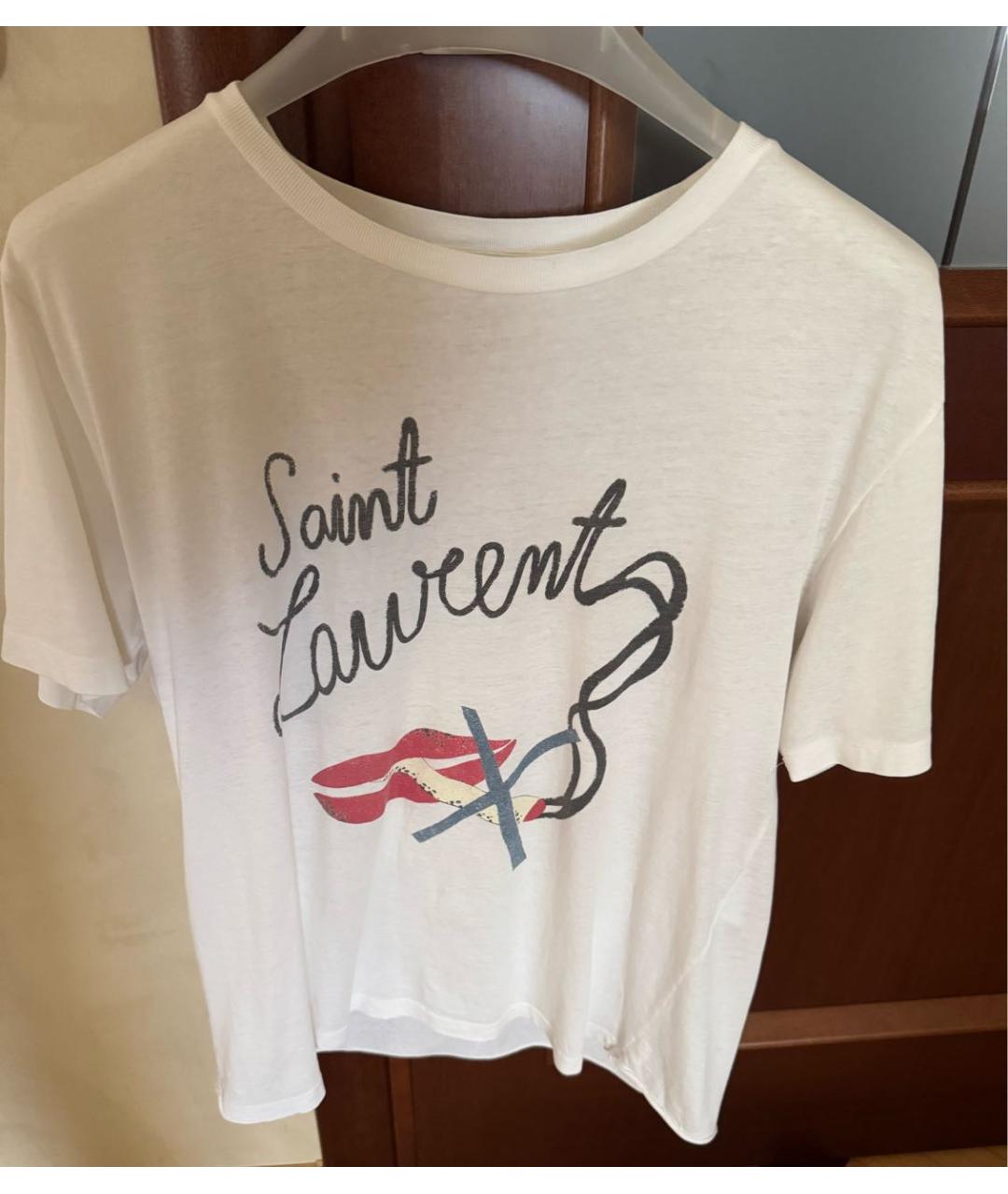 SAINT LAURENT Белая хлопковая футболка, фото 2
