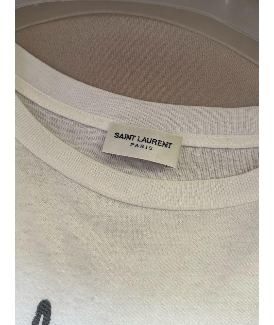 SAINT LAURENT Белая хлопковая футболка, фото 4