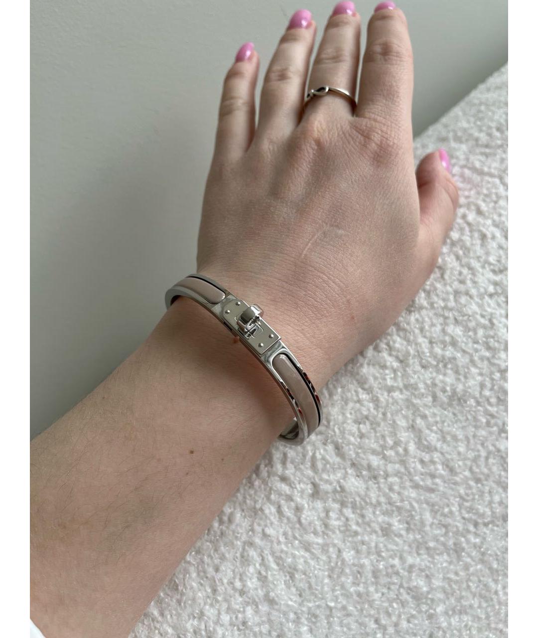 HERMES Бежевый металлический браслет, фото 7