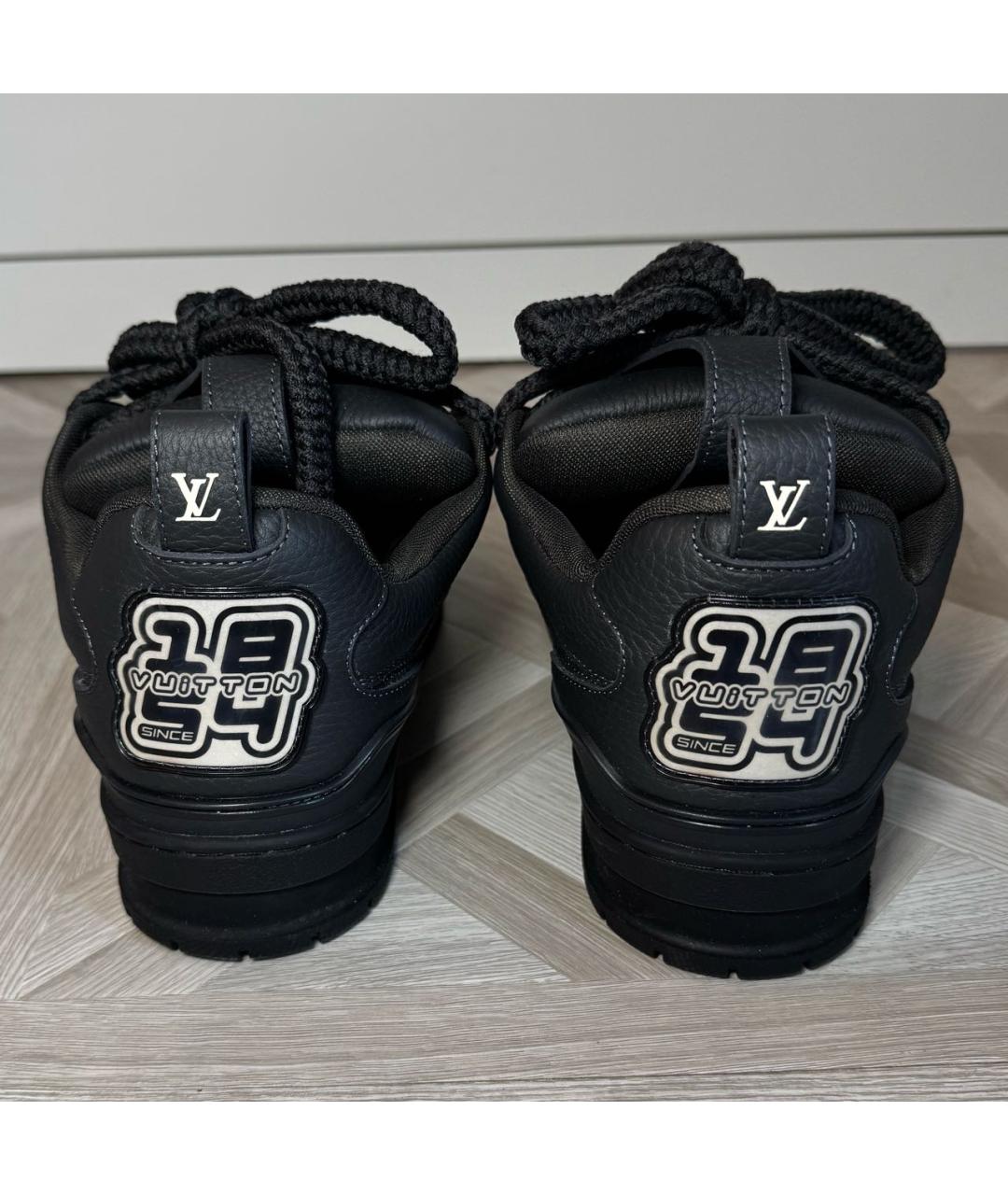 LOUIS VUITTON Черные кожаные низкие кроссовки / кеды, фото 4