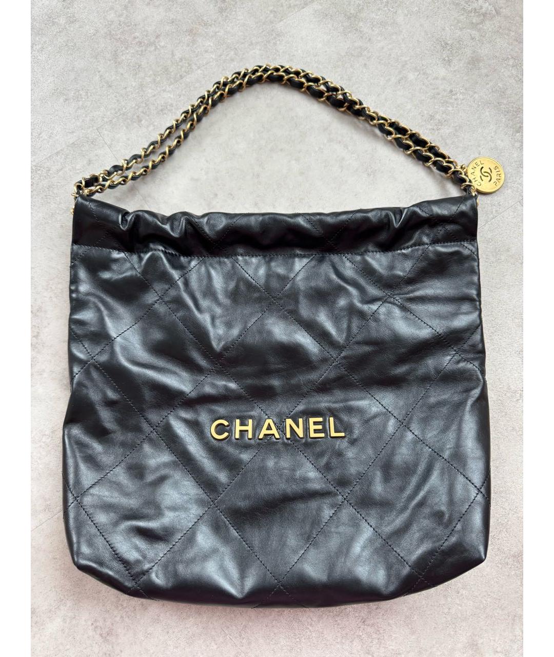 CHANEL Черная кожаная сумка тоут, фото 2