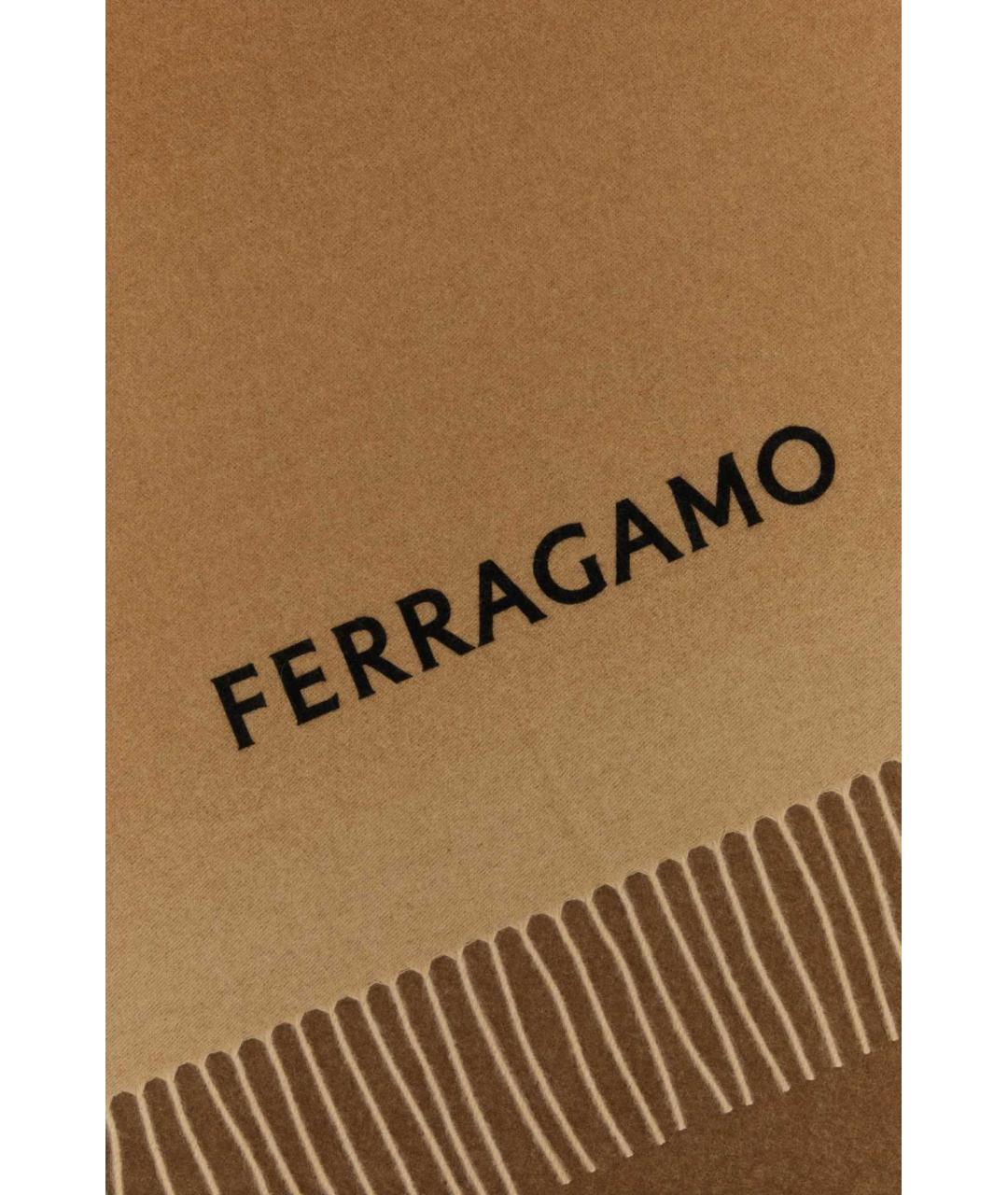 FERRAGAMO Коричневый кашемировый шарф, фото 2