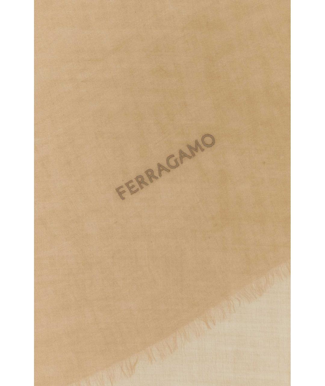 FERRAGAMO Бежевый кашемировый шарф, фото 2