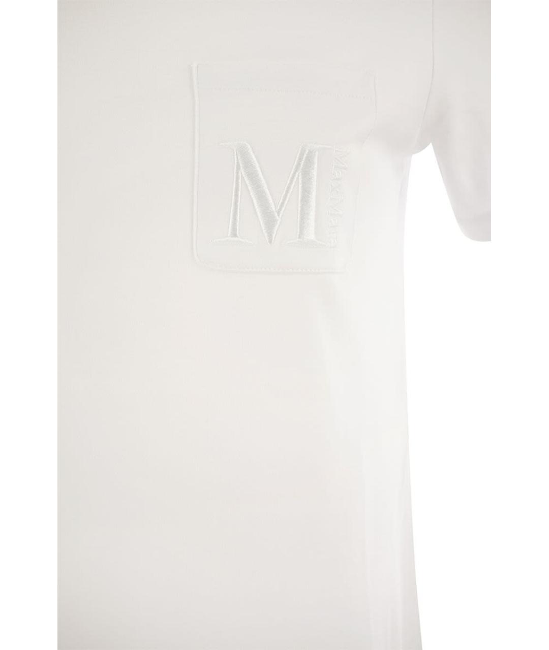 'S MAX MARA Белая хлопковая футболка, фото 4