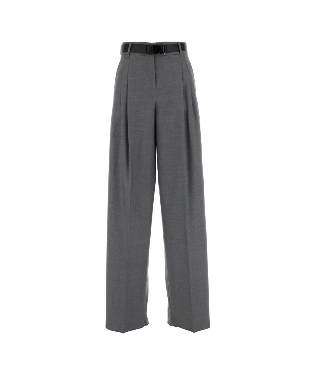 MAX MARA STUDIO Серые шерстяные прямые брюки, фото 1