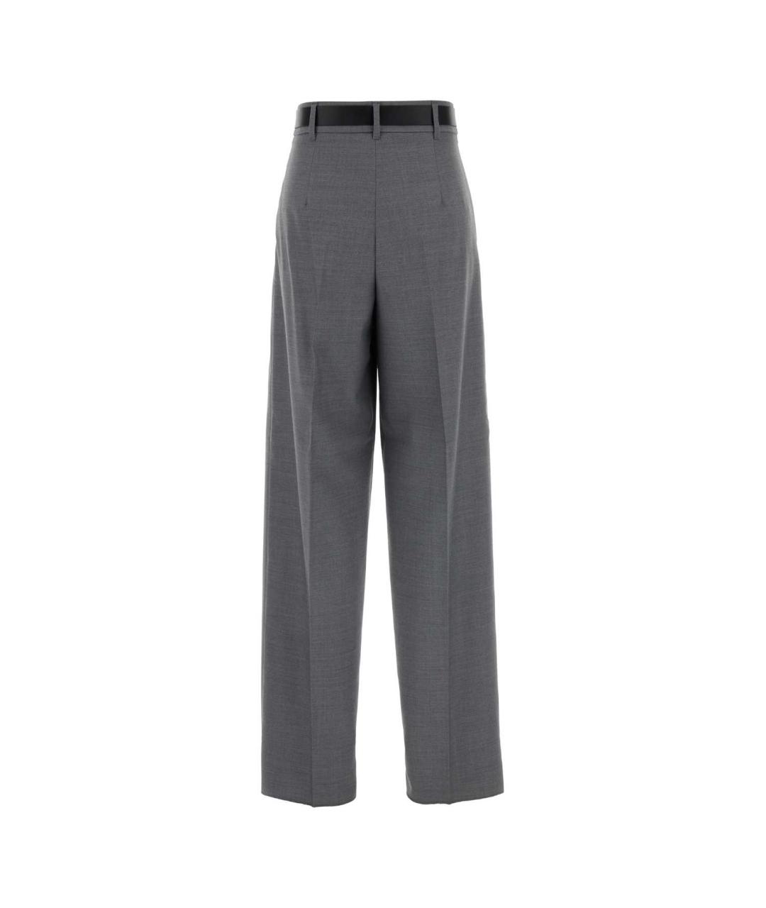 MAX MARA STUDIO Серые шерстяные прямые брюки, фото 2