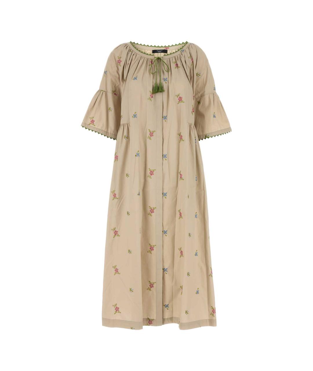 WEEKEND MAX MARA Бежевое хлопковое повседневное платье, фото 1