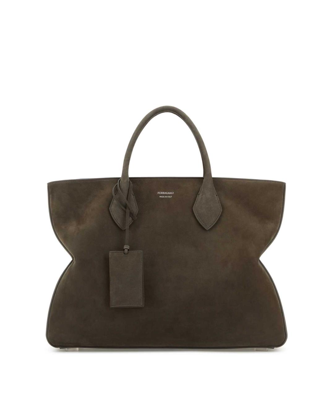 FERRAGAMO Коричневая кожаная сумка тоут, фото 1