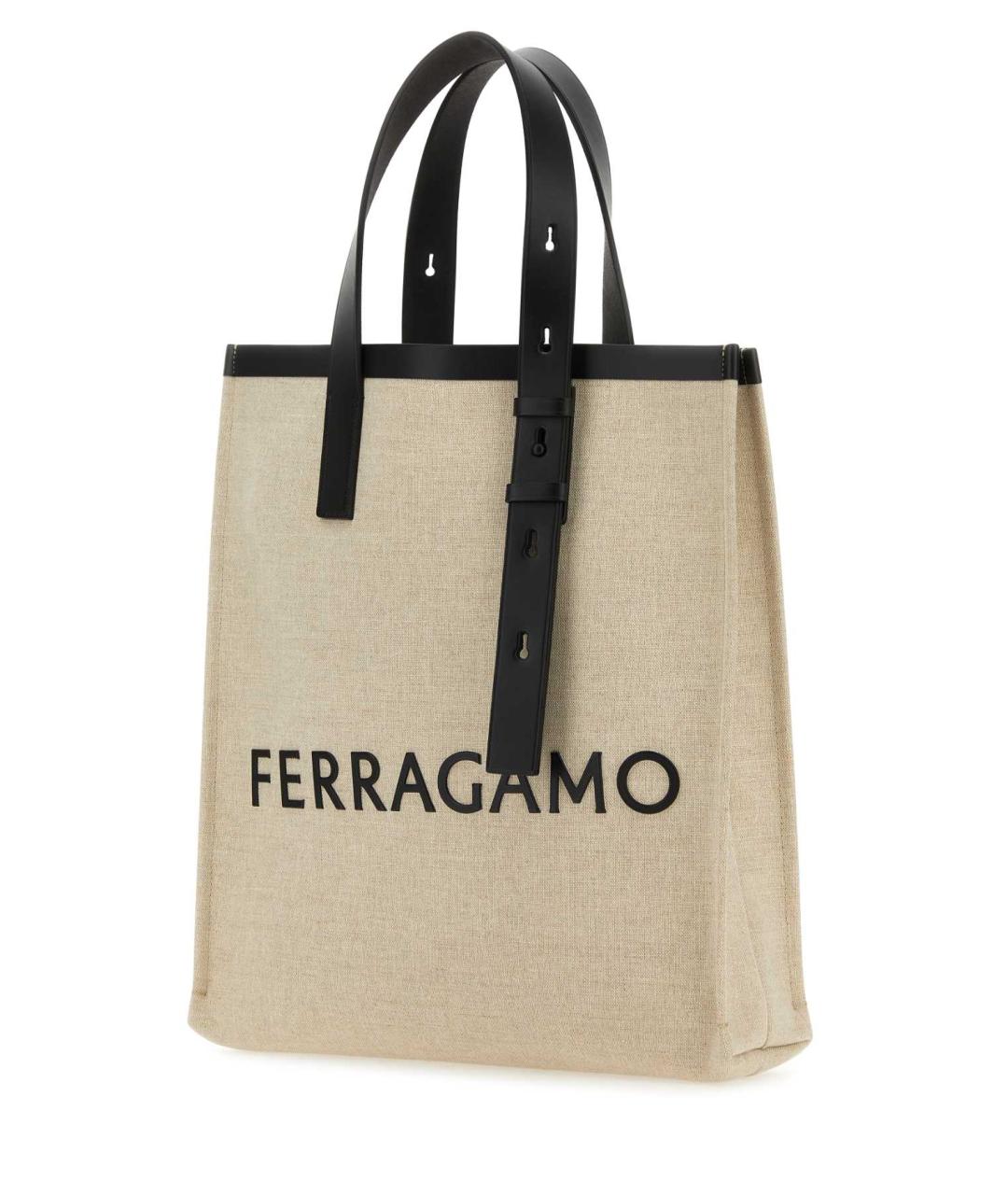 FERRAGAMO Бежевая тканевая сумка тоут, фото 2