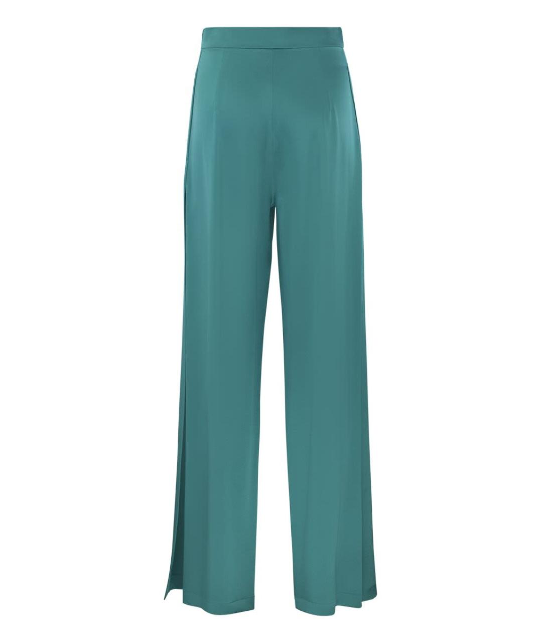 MAX MARA Бирюзовые шелковые прямые брюки, фото 2