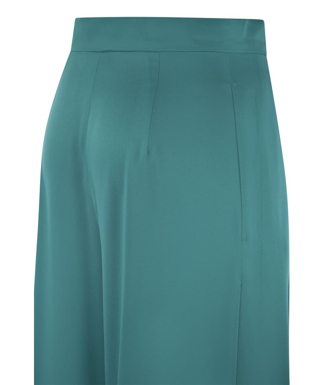 MAX MARA Бирюзовые шелковые прямые брюки, фото 4
