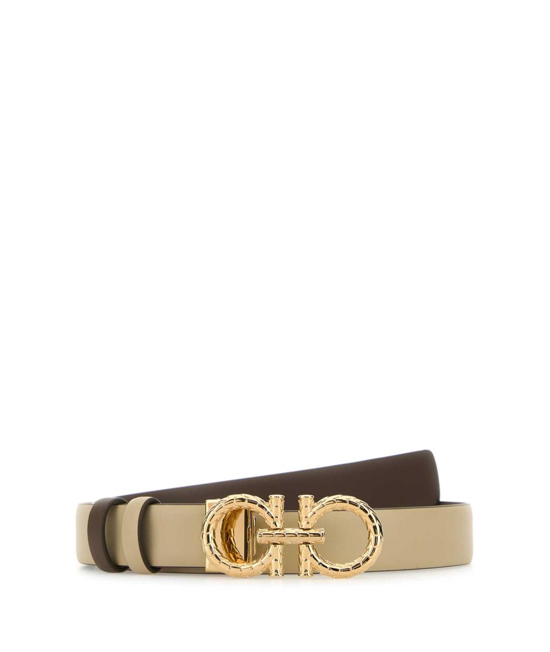 FERRAGAMO Бежевый кожаный ремень, фото 1