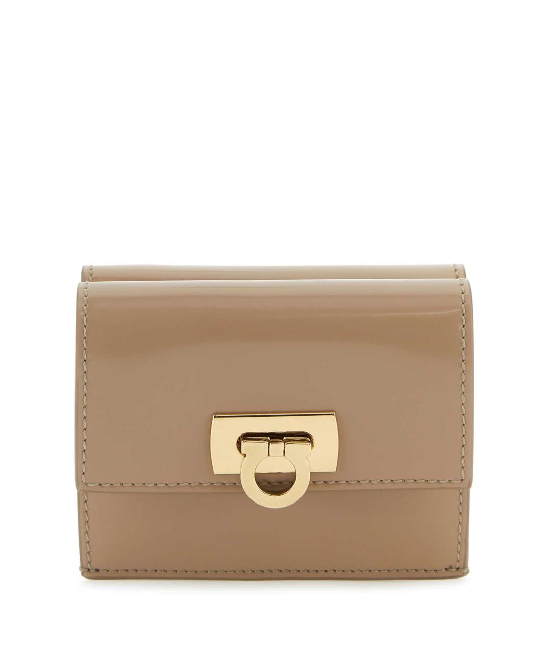 FERRAGAMO Бежевый кожаный кошелек, фото 1