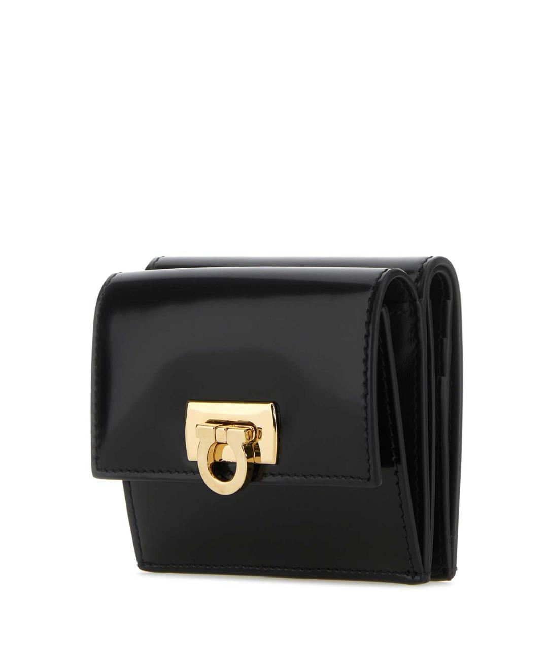 FERRAGAMO Черный кожаный кошелек, фото 2