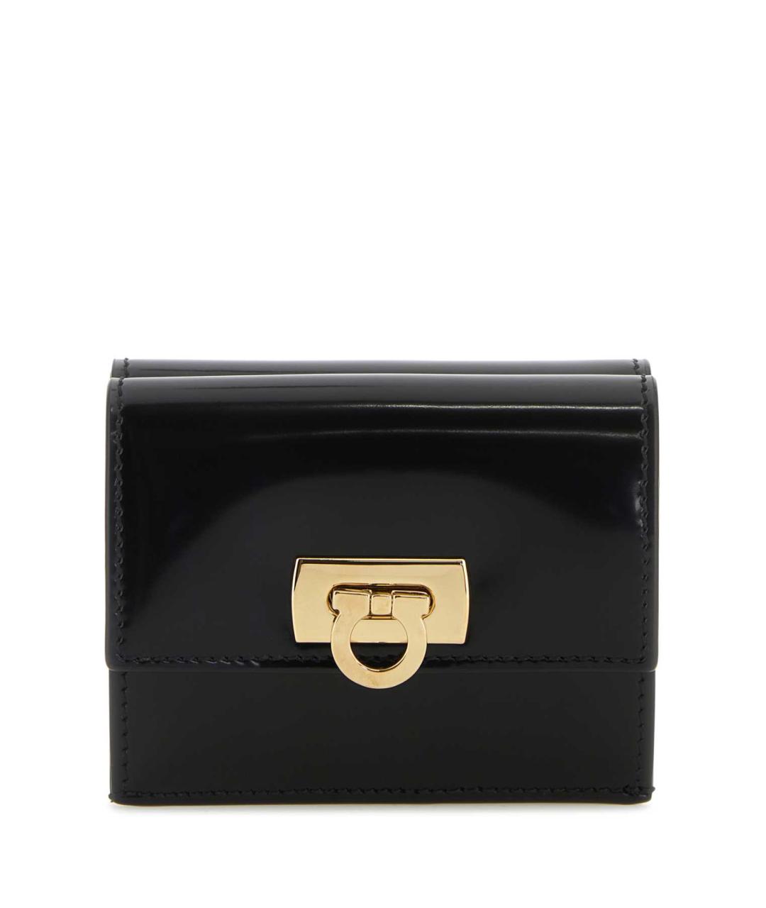 FERRAGAMO Черный кожаный кошелек, фото 1