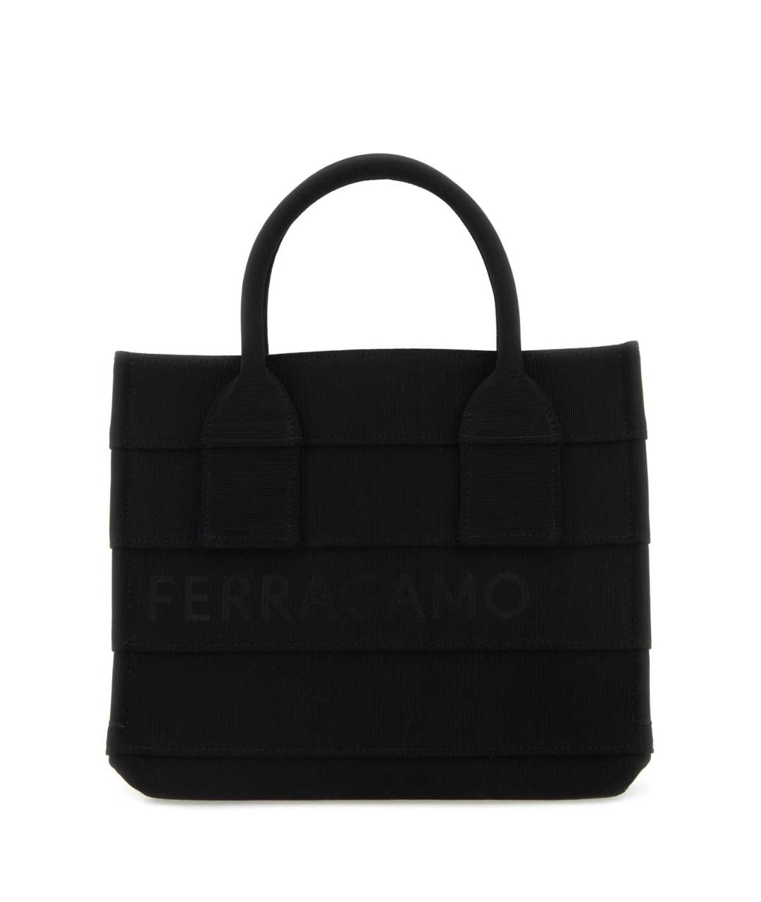FERRAGAMO Черная жаккардовая сумка тоут, фото 1