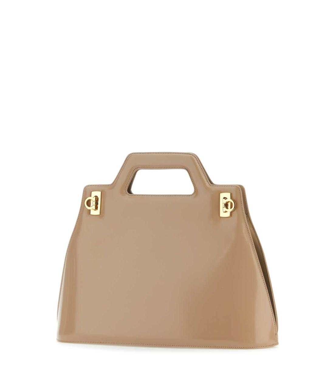 FERRAGAMO Бежевая кожаная сумка тоут, фото 2