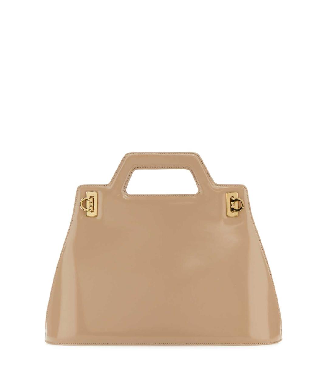 FERRAGAMO Бежевая кожаная сумка тоут, фото 1