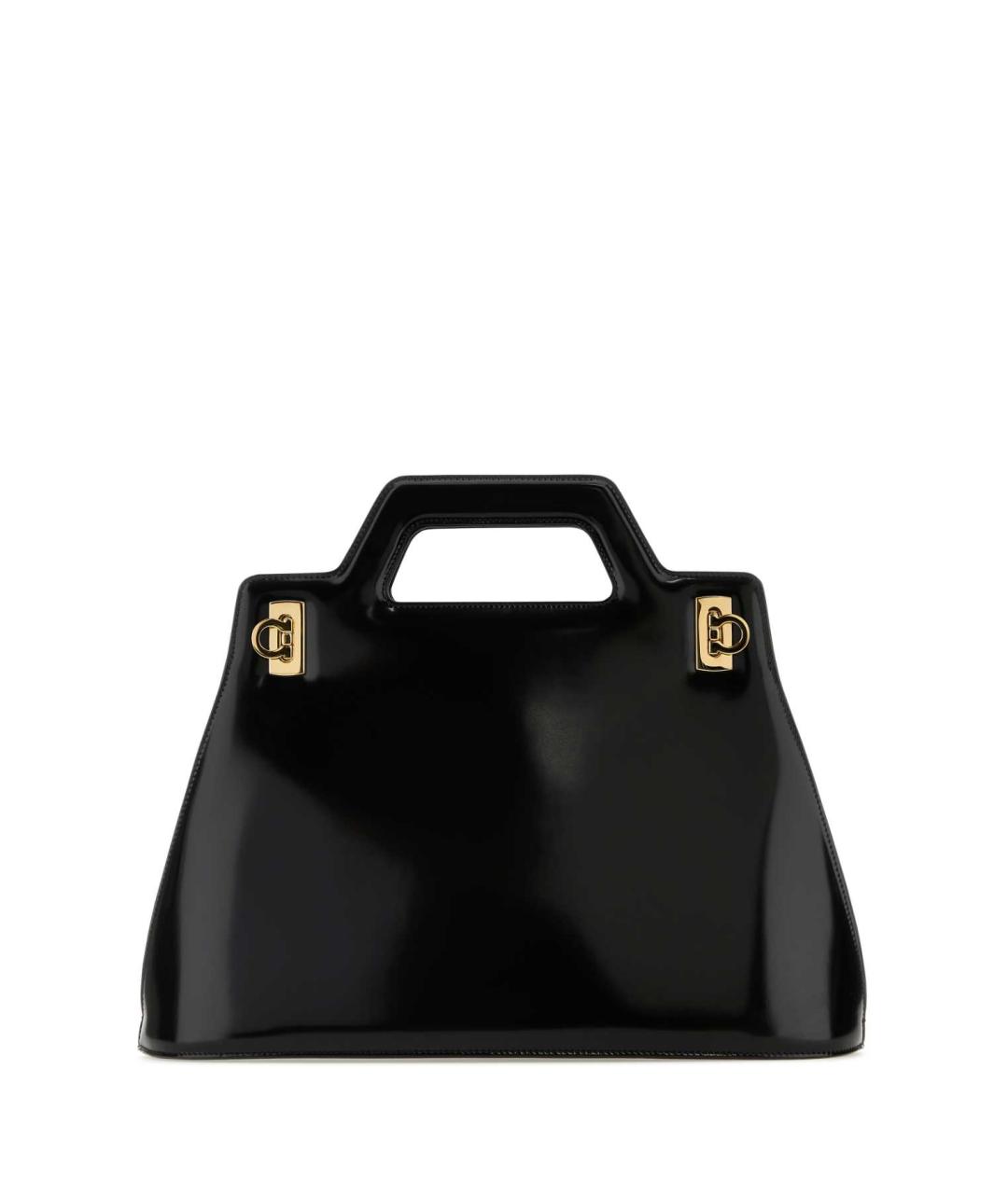 FERRAGAMO Черная сумка тоут из лакированной кожи, фото 1