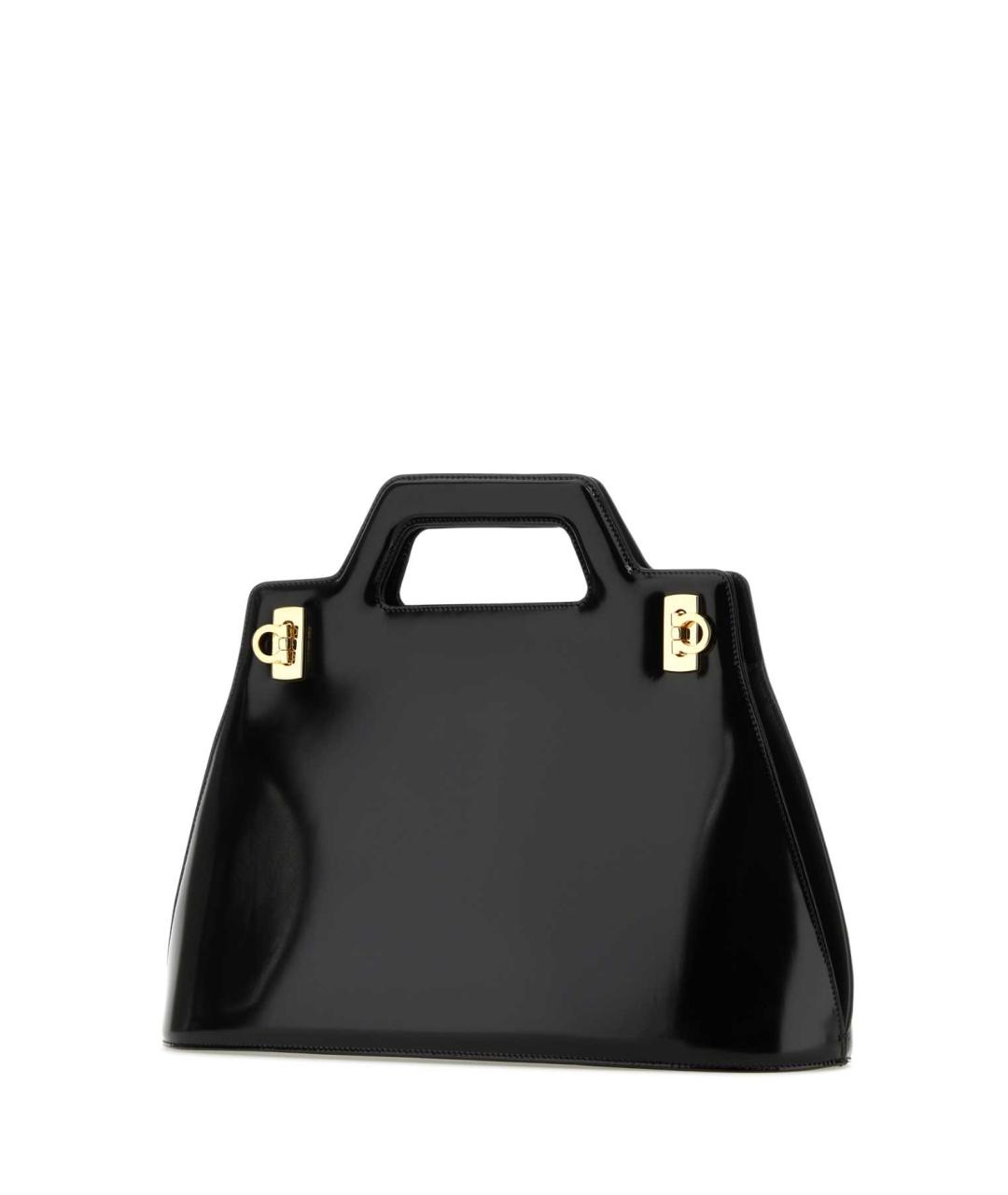 FERRAGAMO Черная сумка тоут из лакированной кожи, фото 2