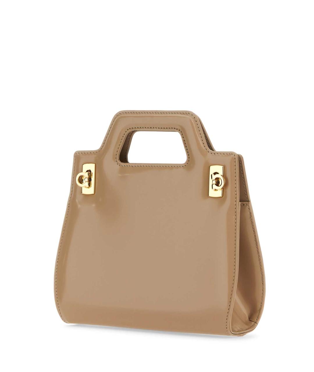 FERRAGAMO Бежевая кожаная сумка тоут, фото 2