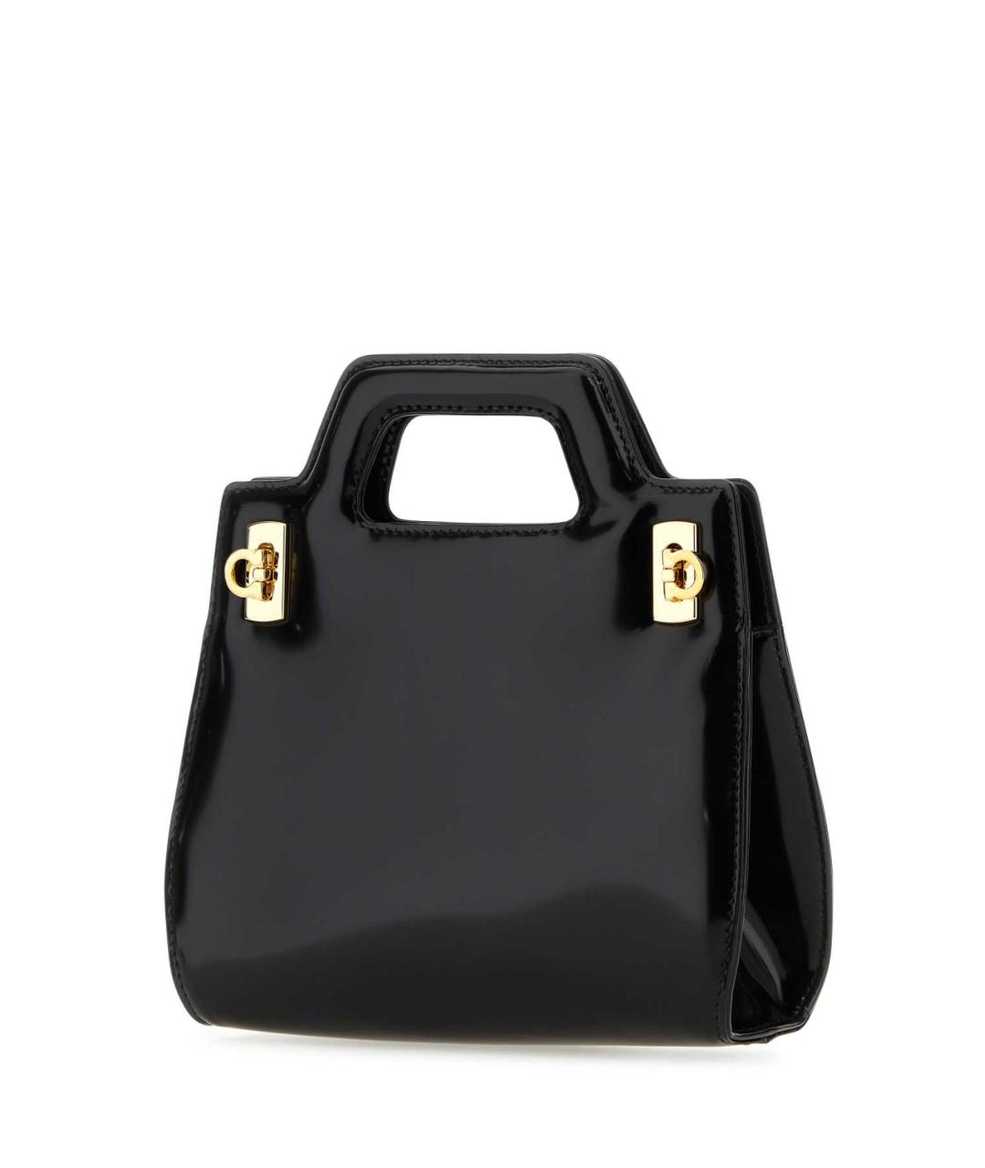 FERRAGAMO Черная кожаная сумка тоут, фото 2