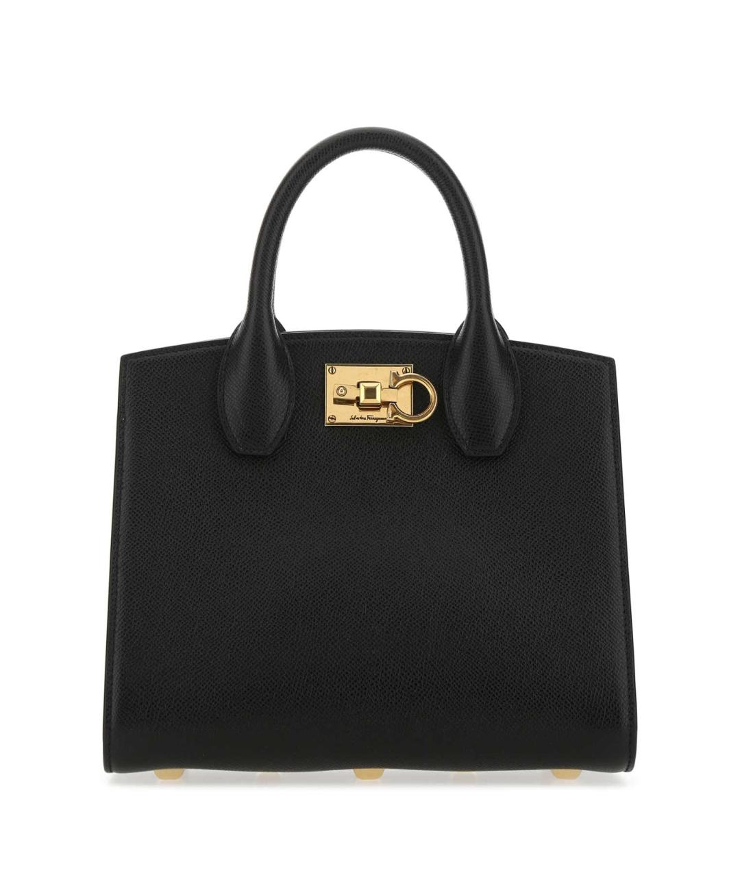 FERRAGAMO Черная кожаная сумка тоут, фото 1